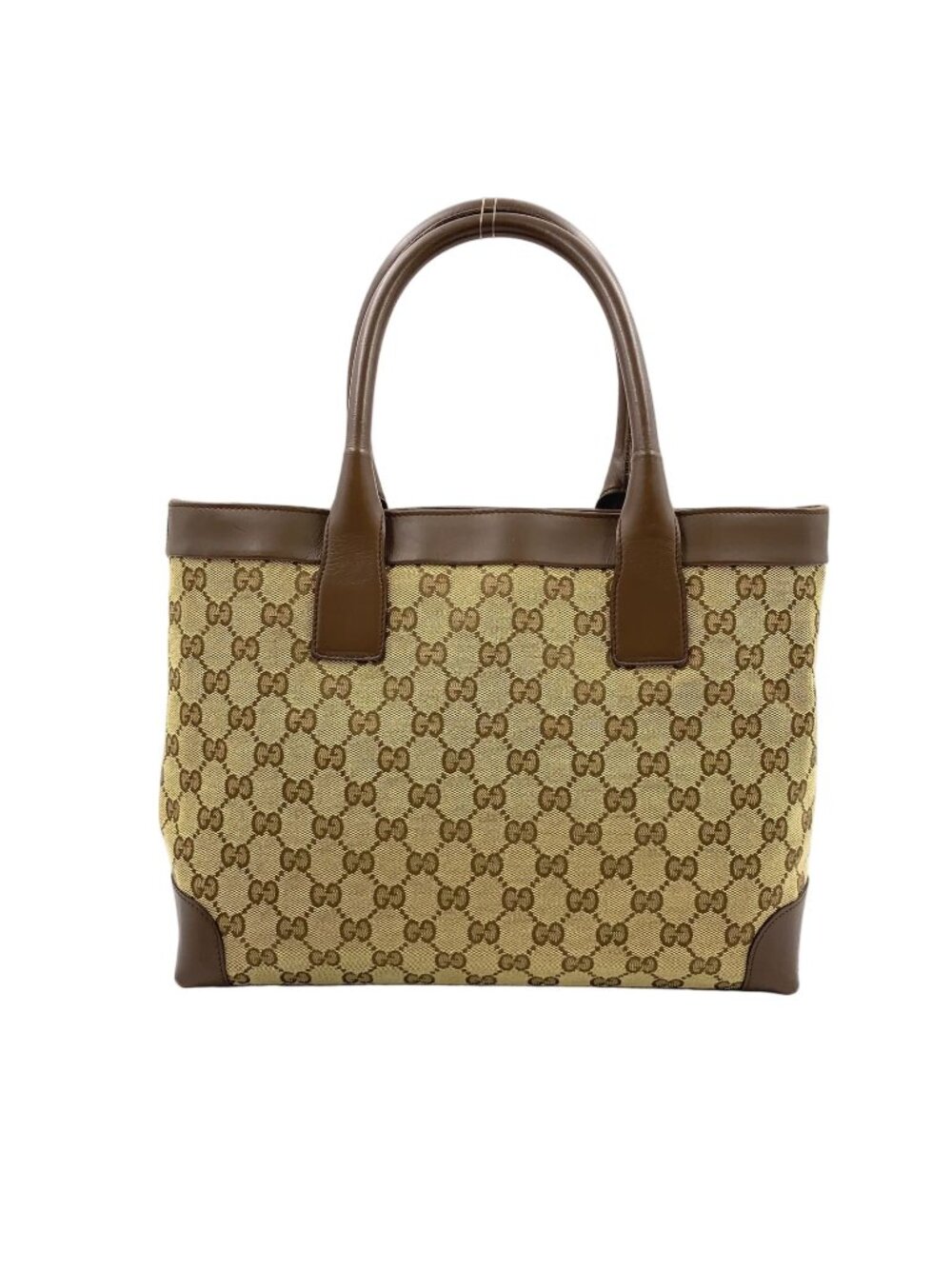 Gucci Limited GG Canvas Leather Brown Beige Handbag Gold